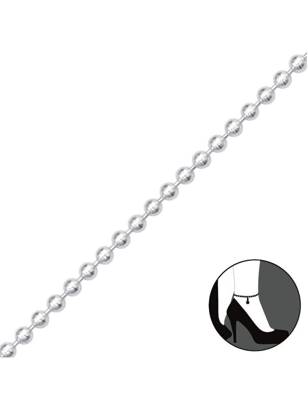 Sterling Silver Ball Bead Anklet